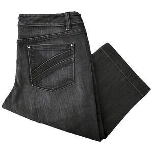 White‎ House Black Market Women's Pedal Pusher 10 Black Wash Blanc Stretch Crop
